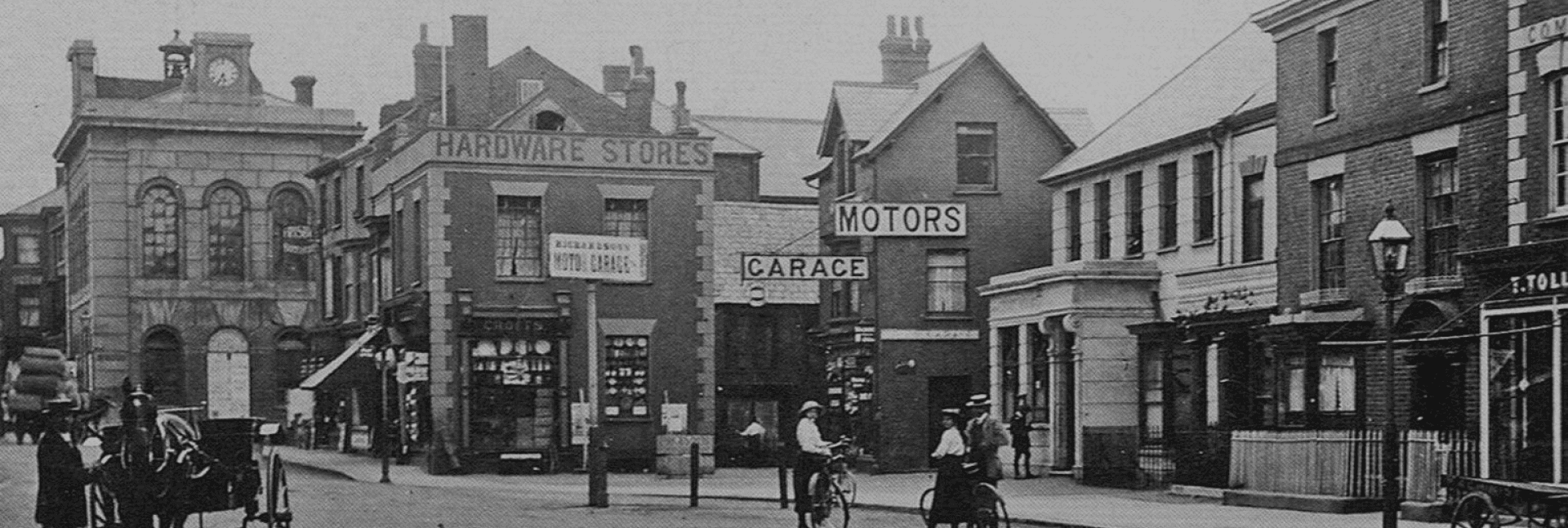 a picture of the Tiverton high street in the old days